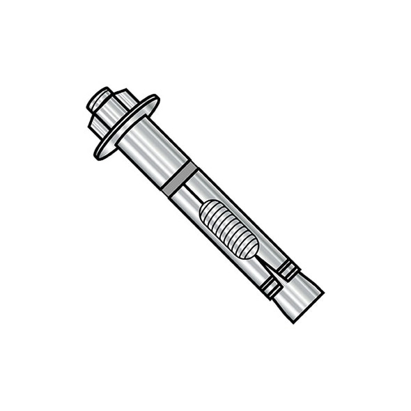 Sleeve Anchor, 3/8" Dia., 3" L, Stainless Steel Plain, 50 PK