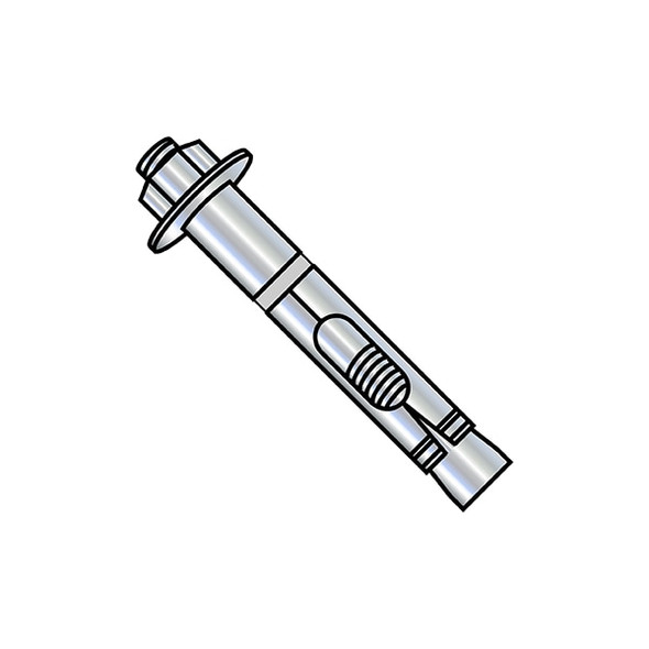 Sleeve Anchor, 1/2" Dia., 6" L, Steel Zinc Plated, 10 PK