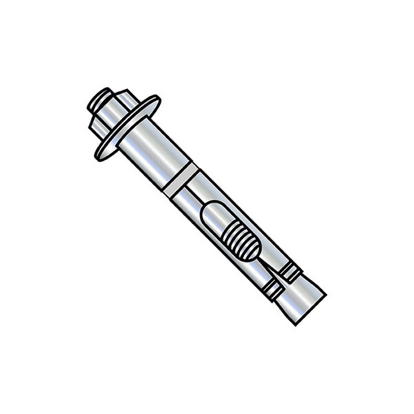 Sleeve Anchor, 5/16" Dia., 2-1/2" L, Steel Zinc Plated, 100 PK