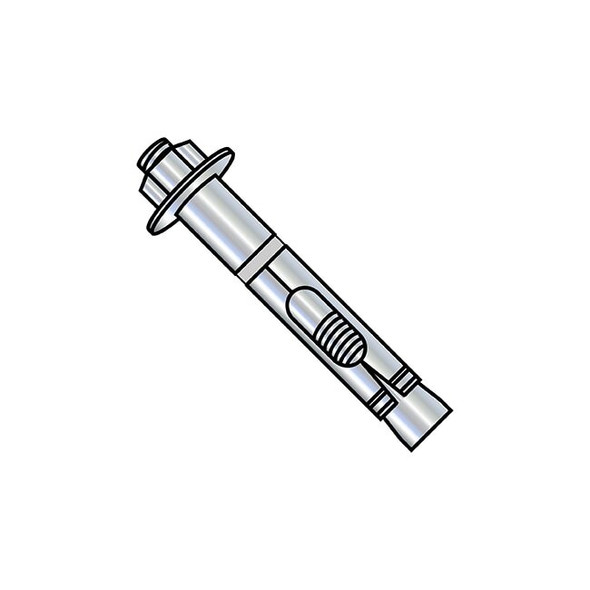 Sleeve Anchor, 3/8" Dia., 4" L, Steel Zinc Plated, 50 PK