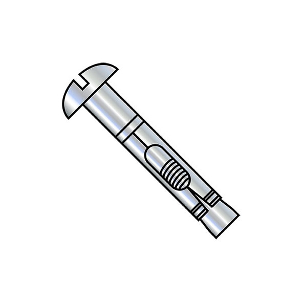 Sleeve Anchor, 1/4" Dia., 2" L, Steel Zinc Plated, 100 PK