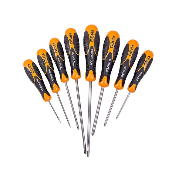 Beta 1293INOX/D8 Set of 8 Stainless Steel Slotted and Head Screwdrivers 012930408