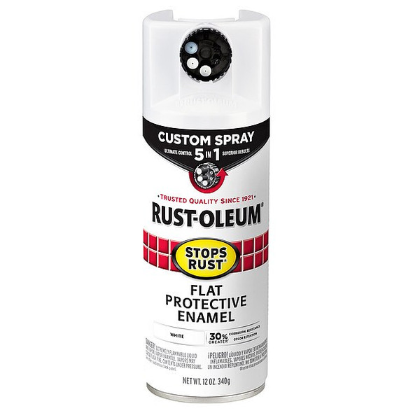 Rust-Oleum Rust Preventative Spray Paint, White, Flat, Solvent, 12 Oz 376856