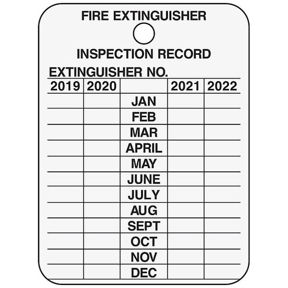 Manufacturer Varies Inspection Record Tag,Fire Ext,3"H,PK10 35TJ49