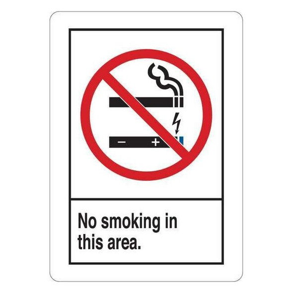 No Smoking Sign, 14 in H, 10" W, Plastic, English, 35FZ87
