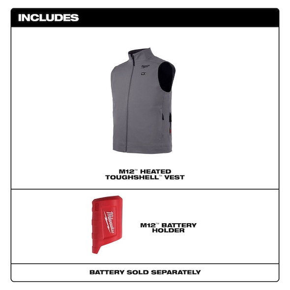 Milwaukee Tool Heated Vest,Color Gray,Size L 304G-20L Milwaukee Tool Heated Vest,Color Gray,Size L 304G-20L