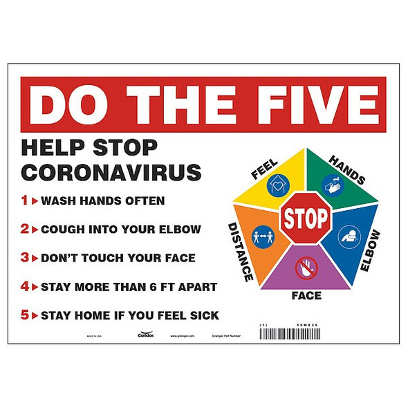 Condor Hygiene Sign, 10 in H, 14 in W, Vinyl, English, HWB754T1014 HWB754T1014