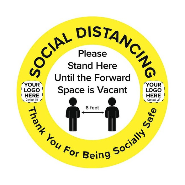 Social Distance Floor Sign, 17 in H, 17 in W, Vinyl, Circle, English, FS-17-730