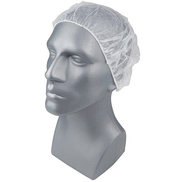 Bouffant Cap, Polypropylene, 24 in Dia., White, Universal, 1000 PK