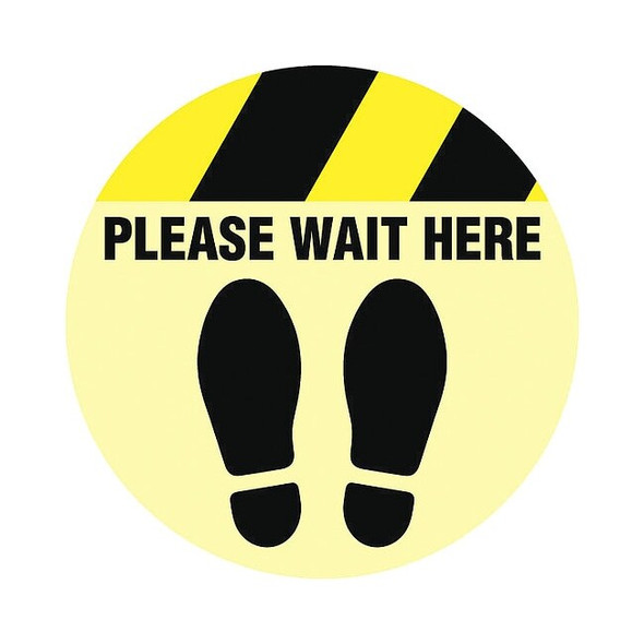 Social Distance Floor Sign, 17 in H, 17 in W, Vinyl, Circle, English, FS-17-729