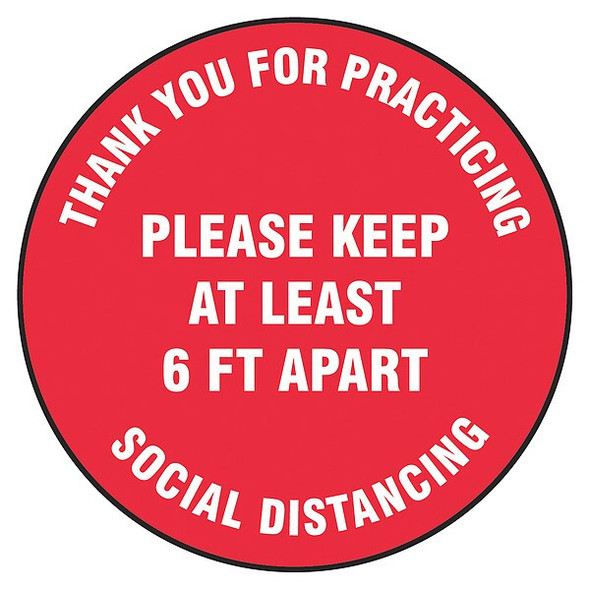 Manufacturer Varies Floor Sign, 12" Dia, Adh Vinyl Non-Slip MFS422