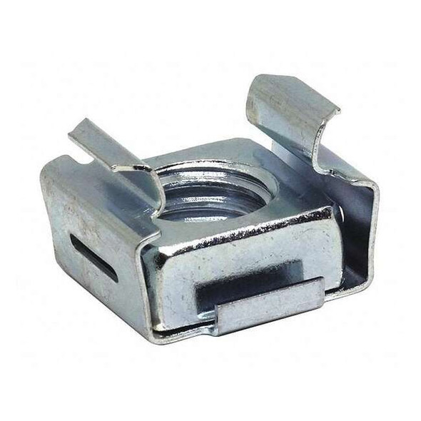 Spring Nut, #10-32, Square Shape, Steel, Not Graded, Zinc Plated Finish, 25 PK