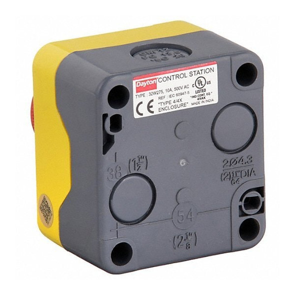 Dayton Control Station, Push Button, Red, 1NC 32W275 Dayton Control Station, Push Button, Red, 1NC 32W275