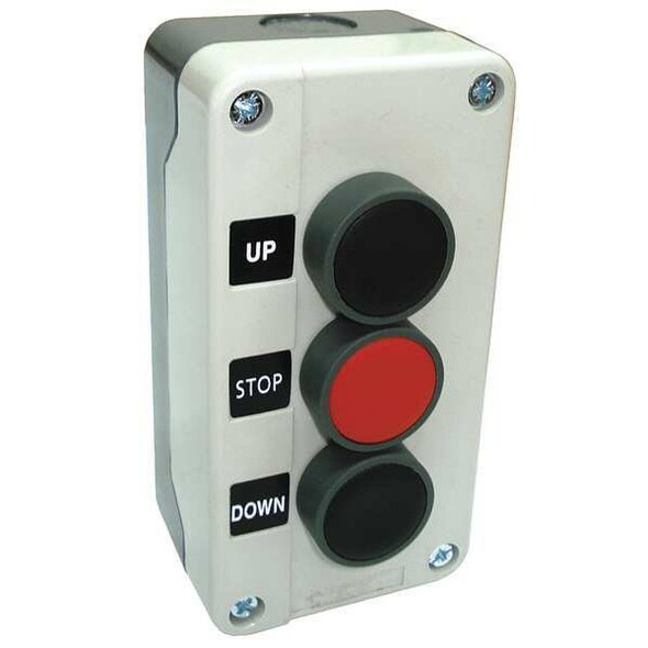 Dayton Control Station, 3 Push Buttons, Blk/Red 32W273