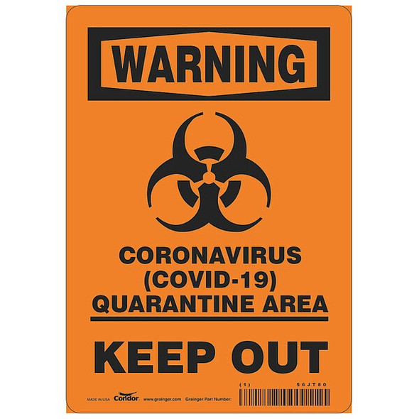 Condor Coronavirus Quarantine Area Sign HWW308P1007