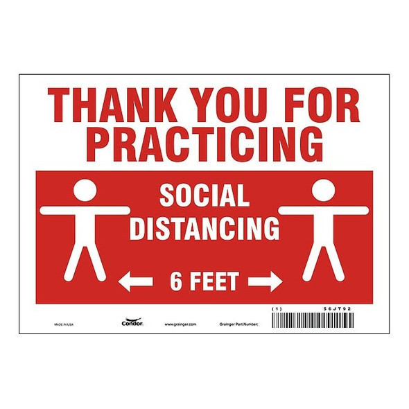 Thank You For Practicing Sign, 10" W x 7" H, English, Polystyrene, Red, White