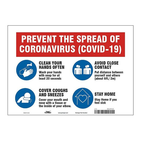 Prevent The Spread Of Coronavirus Sign, HWB716P1014