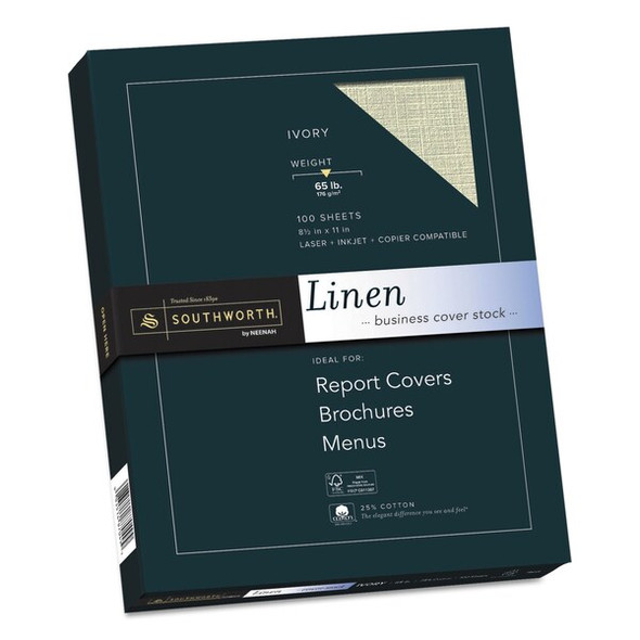Southworth Paper,Cover Stock,65No,Ivory,PK100 Z560CK