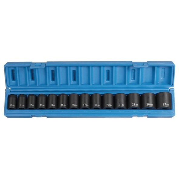 Grey Pneumatic Socket Set,Standard Metric1/2"D,14pcs. 1412M