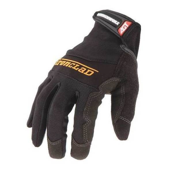 Wrenchworx(R) Mechanics Gloves, Synthetic Leather Palm, Nylon Back, S, Black