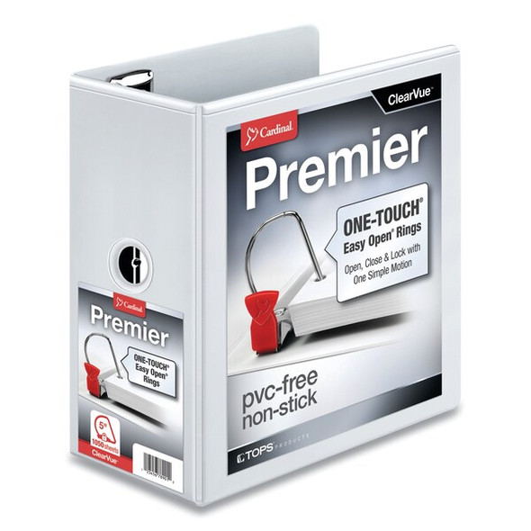 Cardinal Binder,Easy Open,D,Clear View,5",White 10350