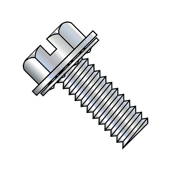 #10-32 x 1/2 in Slotted Flange Hex Machine Screw, Zinc Plated Steel, 5000 PK