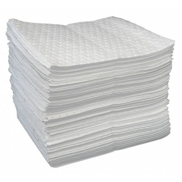 Oil-Dri Sorbent Pad, 19 gal, 15 in x 19 in, Oil, White, 100 PK L90811