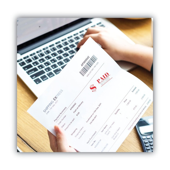 Accu-Stamp2 Stamp,Red,Paid,1-5/8"x1/2" 035578