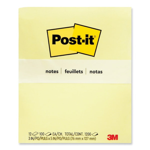 Post-It Note,Post-It,3"X5",Yellow,PK12 655YW