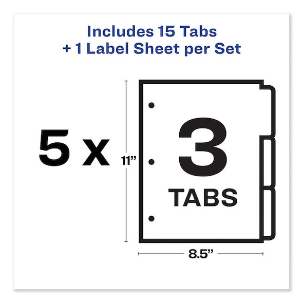 Avery Dennison Laser/Inkjet Dividers,3 Tab,PK5 11435 Avery Dennison Laser/Inkjet Dividers,3 Tab,PK5 11435