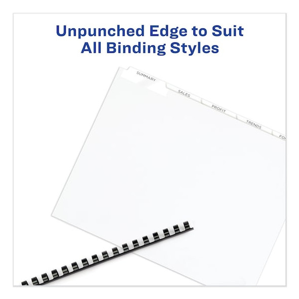 Avery Dennison Unpunched Dividers,White Tabs,5 Tab,PK5 11431