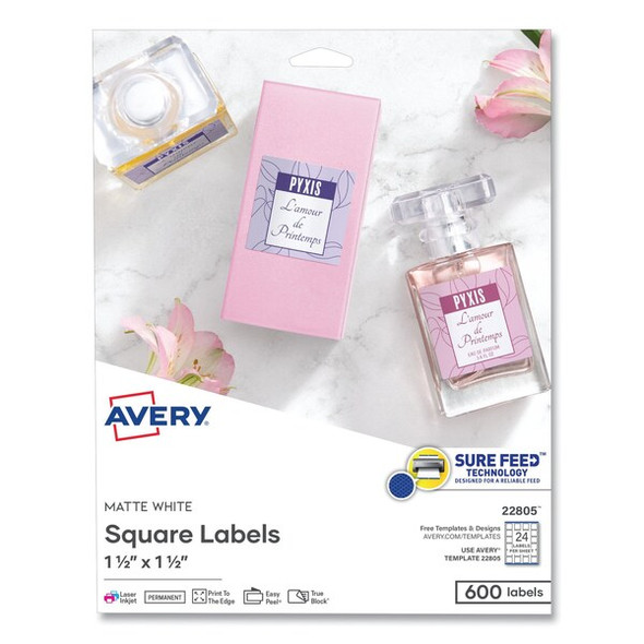 Avery Dennison Label, 1-1/2x1-1/2,White,PK600 22805
