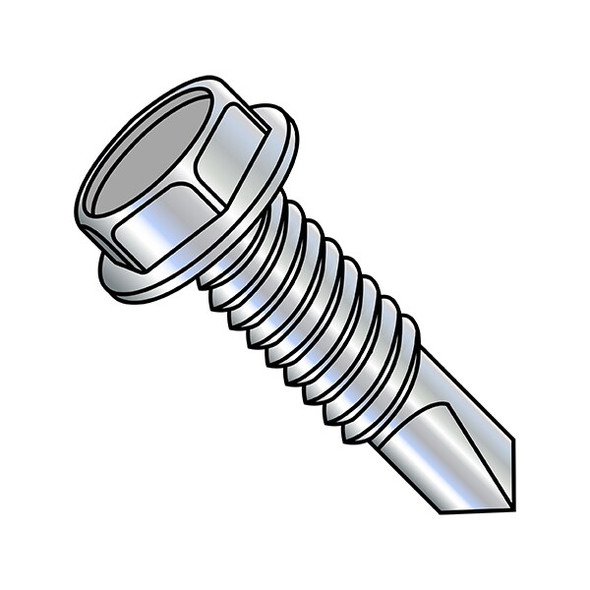 #10-24 x 1 in Hex Hex Machine Screw, Zinc Plated Steel, 5000 PK