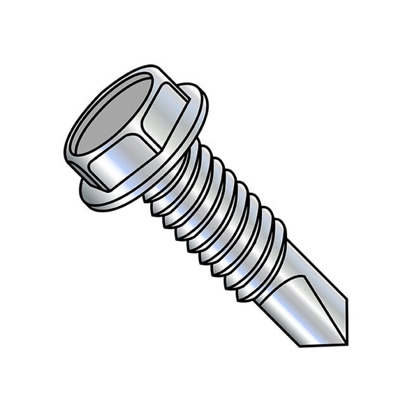 #12-24 x 1-1/4 in Hex Hex Machine Screw, Zinc Plated Steel, 3000 PK