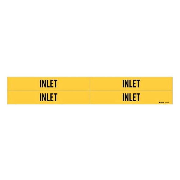 Brady Pipe Marker,Inlet,Yellow,3/4 to 2-3/8 In 7165-4