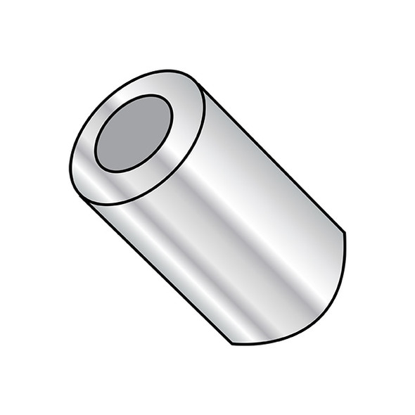 Round Spacer, Plain Aluminum, 13/16 in Overall Lg, #10 Inside Dia, 1000 PK