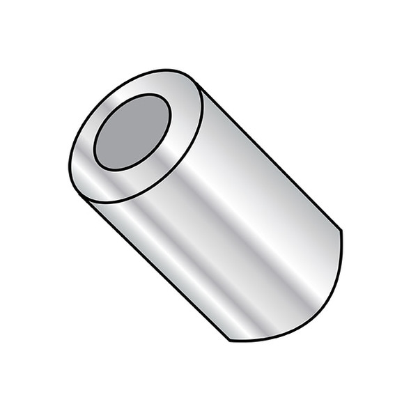 Round Spacer, Plain Aluminum, 13/16 in Overall Lg, #10 Inside Dia, 1000 PK