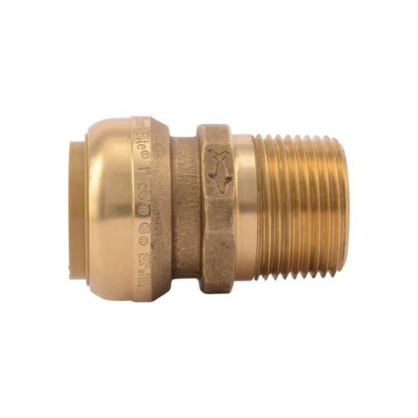 Sharkbite Male Adapter, 1 in Tube Size, Brass, Brass U140LF