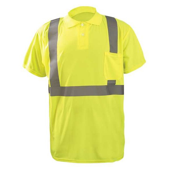 Unisex Short Sleeve Hi-Vis Polo Shirt, Polyester, Button, Yellow, 3XL