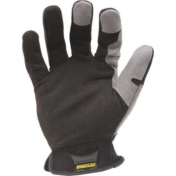 Workforce Mechanics Gloves, Synthetic Leather Palm, Nylon Back, L, Black  WFG-04-L