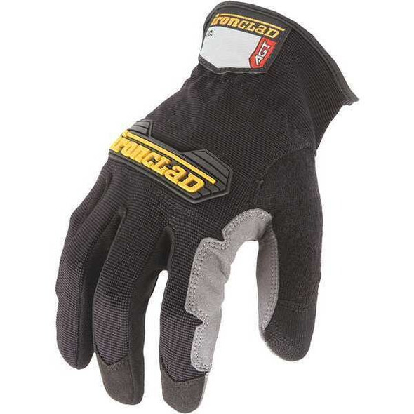 Workforce Mechanics Gloves, Synthetic Leather Palm, Nylon Back, 2XL, Black