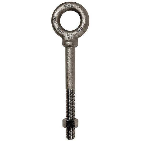 Eye Bolt With Shoulder, 1/2"-13, 6 in Shank, 1 in ID, 316 Stainless Steel, Plain