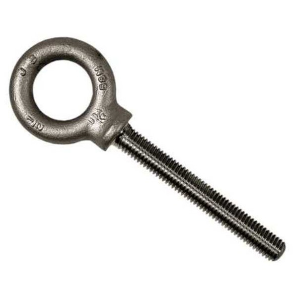 Eye Bolt With Shoulder, 3/8"-16, 3 in Shank, 1 in ID, Steel, Plain