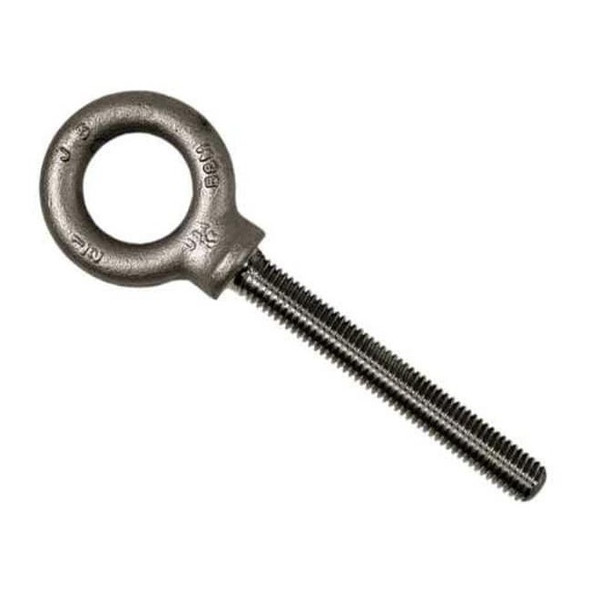 Eye Bolt With Shoulder, 1/4"-20, 3 in Shank, 3/4 in ID, Steel, Plain