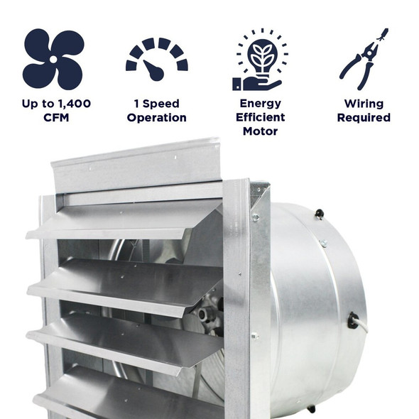 Maxx Air 14 In. Heavy Duty Exhaust Fan with Automatic Shutter IF14UPS