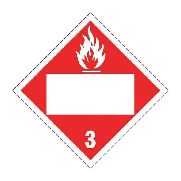 DOT Container Placard, Flame, Self-Adhesive Vinyl, 10-3/4" W x 10-3/4" H, 10 PK