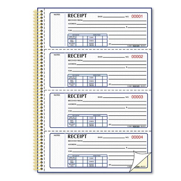 Rediform Money Receipt Form,Twin Wire,Carbonless 8L810