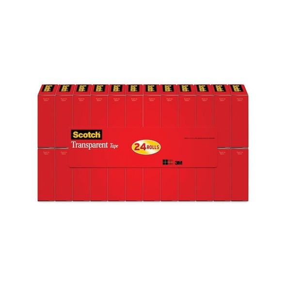 Scotch Transparent Tape, 3/4x1000in., Clear, PK24 600K24