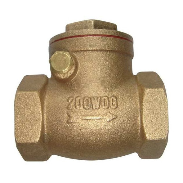 Swing Check Valve, 1/2 in, FNPT x FNPT, Inline, Brass Body