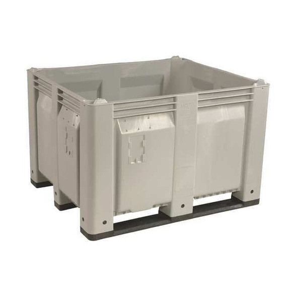 Bulk Container 25.4 cu ft Volume Cap., 48 in L, 40 in W, 31 in H, Plastic, Gray